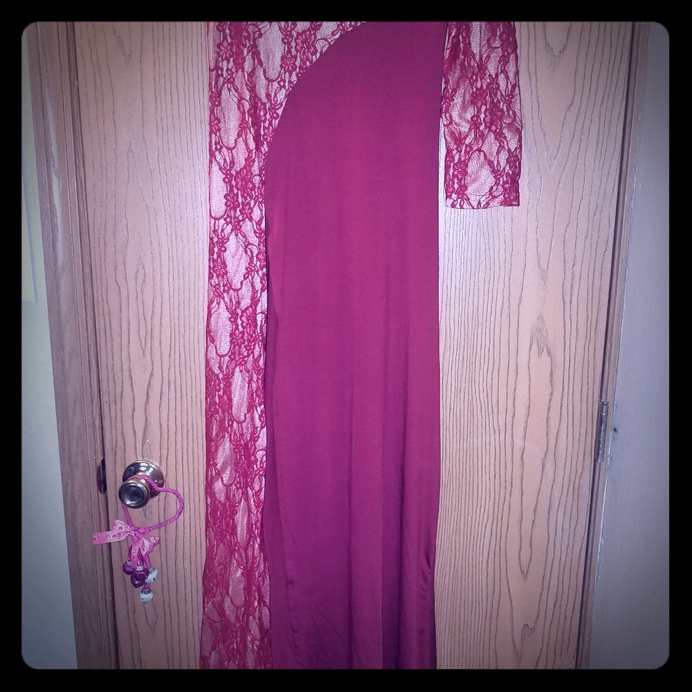 Red and gold elegant long dress